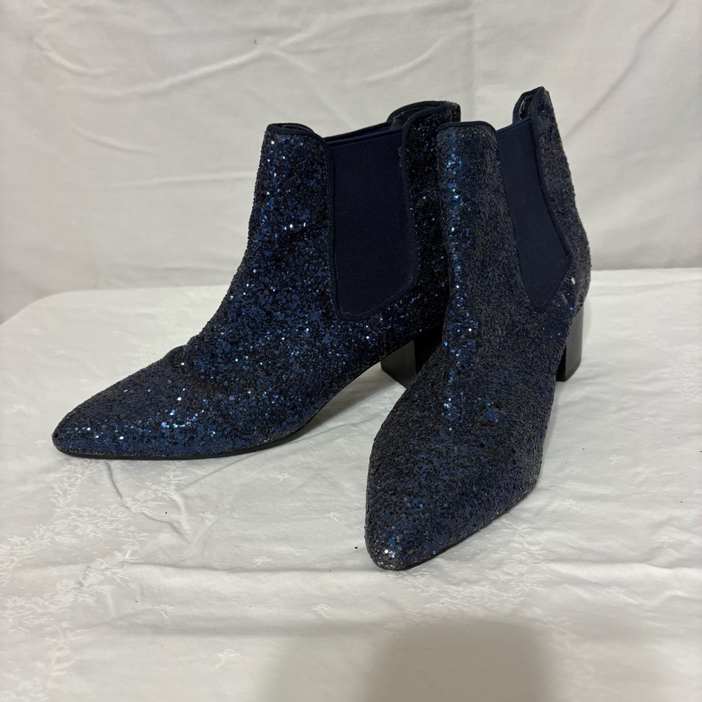 Forever 21 Chelsea Sparkling Blue Ankle Boots size 6 - Picture 2 of 11